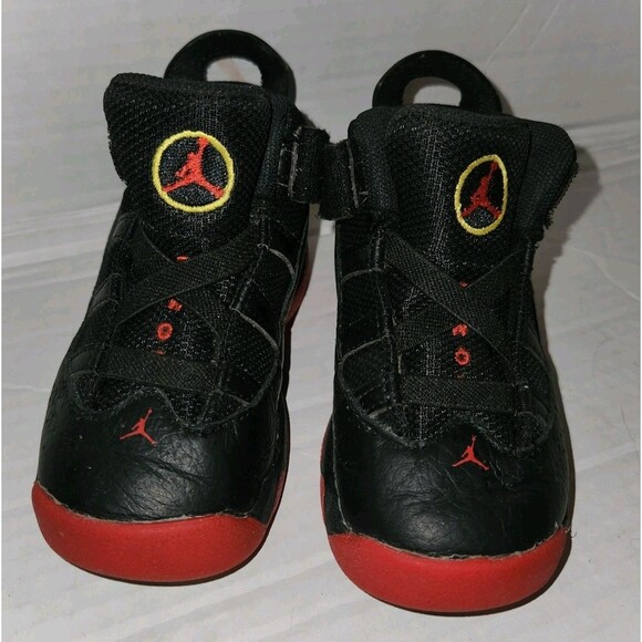 Jordan 6 Rings Black University Red High Top Sneakers TD Toddler 7C 323420-063 - Picture 1 of 7